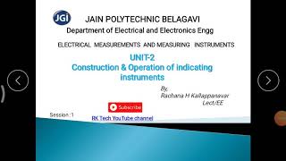 Construction and working of Indicating Instruments By Rachana H K [upl. by Berneta]