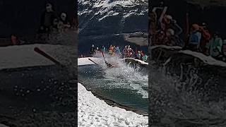 Boys Pond Skim  Water Slide Challenge Grimentz 32 skiing ski switzerland suisse schweiz [upl. by Teddy]