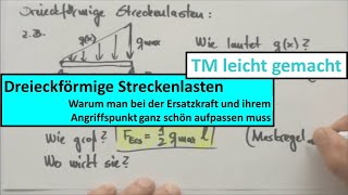 Streckenlasten Teil 2 von 4 Dreieckförmige Streckenlasten [upl. by Reaht]