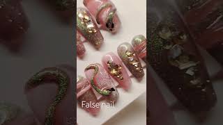 Snake false nail design nude Gel nail fakenails nailart pressonnails naildesigns naildesigns [upl. by Aretha]