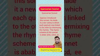 Spenserian Sonnet  Types of Sonnet  Sonnet of Spenser  Sonnet by Gajanand Sir  Sonnet [upl. by Nyleaj]