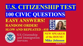 2023 EASY Answer SLOW USCIS Official 100 Civics Questions and Answers US Citizenship Interview 2023 [upl. by Noislla]