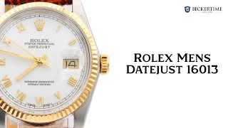 Mens Rolex TwoTone 18KSS Datejust Watch with White Roman Dial 16013 [upl. by Cahn782]