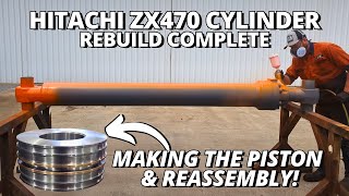 Making the Piston amp Reassembly  Hitachi ZX470 Cylinder Rebuild  Part 3 [upl. by Leopoldeen]