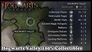 Hogwarts Legacy HOGWARTS VALLEY ALL COLLECTIBLES 100 Collectible Guide [upl. by Joselow]