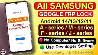 Samsung Frp Bypass 2024 Old Method Failed  Android 11121314  Google Account Remove Bypass FRP [upl. by Isherwood361]