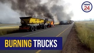 WATCH Coal trucks set alight in Hendrina Mpumalanga [upl. by Daren]