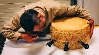 Opening 80Lb Cheese Wheel in Italy 🧀🇮🇹 [upl. by Aneres]