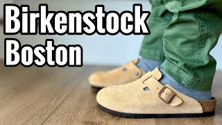 Birkenstock Boston “Latte Cream” Review amp On Feet [upl. by Ahsauqal202]