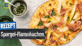 SpargelFlammkuchenRezept  Flammkuchen mit Spargel und Schinken selber machen [upl. by Ahsinal]