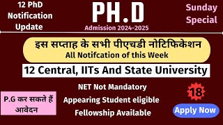 12 ongoing phd admission notification updates 2024 Central State NIT IIT phd  theteacherexam [upl. by Nette496]