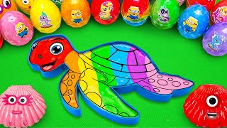 Rainbow Turtle SLIME  Looking Numberblocks Alphablocks Alphablet Lore Cocomelon CLAY  ASMR [upl. by Orville]