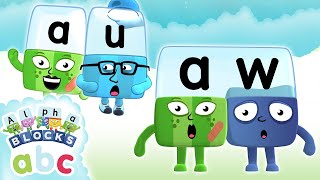 Alphablocks  Long Vowels AU and AW  Phonics Fun [upl. by Gelasius303]