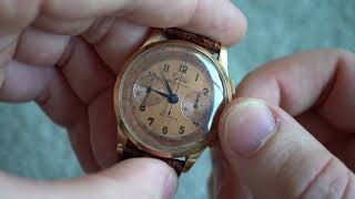 Jolus 18k solid rose gold salmoncopper dial  Landeron 48 [upl. by Ulu]