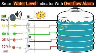 Water Level indicator With Overflow Alarm  Science Project  Water Tank Level Indicator [upl. by Assirrec]