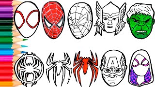 🔴 How To Draw Avengers Superhero  Marvels SpiderMan Deadpool hulk FACES  Compilation [upl. by Bakeman]