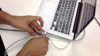 How to use Maclocks Laptop security lock with Cable Trap [upl. by Ahseyn]