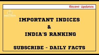 Indias Rank in Latest Indexes II Complete List II Most important [upl. by Ak]