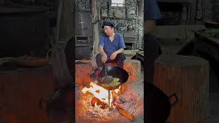 The Process of StirFrying on a WoodFired Stove [upl. by Yasdnyl]