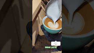 SWAN LATTE ART  how to pour swan latte 🦢🥹  Swan Latte  short swan trend latte art coffee [upl. by Ikairik400]