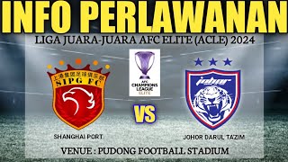 🔴info live Shanghai Port vs JDT FC  Liga JuaraJuara AFC Elite ACLE 2024 Pudong Football Stadium [upl. by Sivolc]