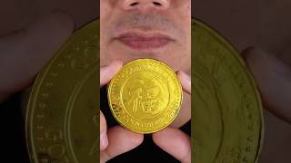 ASMR  BIG GOLD CHOCOLATE COINasmr shorts 😅😂😳 [upl. by Leid]