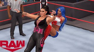 WWE 2K22 RAW SASHA BANKS VS TAMINA NAOMI amp NATALYA AT RINGSIDE [upl. by Eirelam]