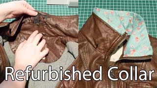 Refurbished Collar on a Faux Leather Jacket [upl. by Aneehsyt]