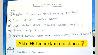 HCI important Questionsaktu all unitcse walehuman computer interface important questions [upl. by Aihselat]