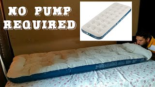 How to inflate Camping Air Mattress without Pump Decathlon Air Basics 70 Single Person Mattress [upl. by Sassan]