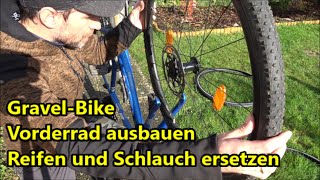 Gravel Bike Vorderrad ausbauen mit Scheibenbreme Schlau und Reifen wechseln Fahrrad [upl. by Minette946]