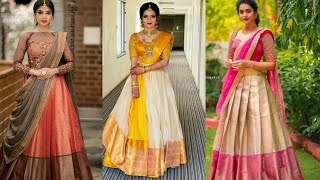 South Indian Lehenga Choli Designs🥰New Silk Lehenga Designs😍 [upl. by Anih]