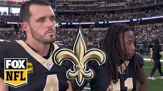 Derek Carr and Alvin Kamara after Saints win vs Cowboys We believe in one another  NFL on FOX [upl. by Eilah41]