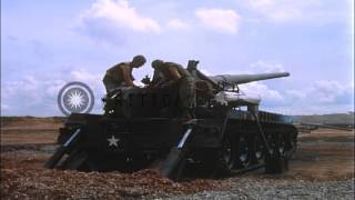 Soldiers load and fire from an M107 Self Propelled 175mm howitzer in Bien Hoa ViHD Stock Footage [upl. by Talley764]