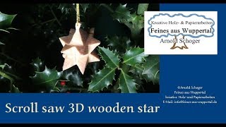 Scroll saw 3D wooden star [upl. by Nossah]