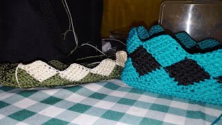 Bolso tejido a Crochet en Punto entrelac o ajedrez 1ra parte [upl. by Natsirk856]