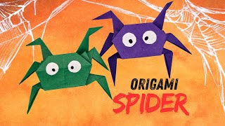 Halloween Origami How to Fold a Paper Spider for Decoration or Play [upl. by Yong]