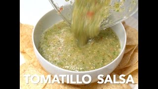 Easy Tomatillo Salsa  The Mean Green Salsa [upl. by Arinay]