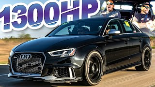 1300HP Audi RS3 quotFamily Sedanquot Rolling Antilag Ridealong 25L AWD 060MPH in 16s [upl. by Stronski]