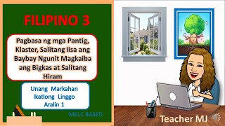 FILIPINO 3 Q1 W3 A 1 Pagbasa ng mga Pantig Klaster Salitang Iisa ang Baybay at Salitang Hiram [upl. by Adaran]