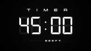 45 Min Digital Countdown Timer With Simple Beeps ⚪️ [upl. by Adis680]