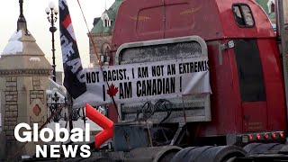 Trucker convoy arrives in Canadas capital to protest vaccine mandates Trudeau government [upl. by Nednyl]