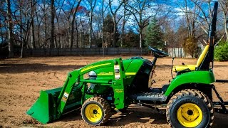 John Deere 2305 Removing and reattaching the 54quot Mower Deck [upl. by Alodi]