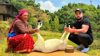 HUGE Mutton Curry In Nepali Village 40kg Goat🇳🇵 [upl. by Anertak]