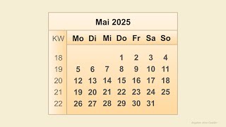 Kalender Mai 2025 [upl. by Vetter497]