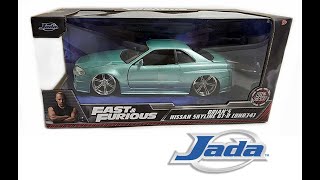 Jada Fast amp Furious Brians Nissan Skyline GTR R34 Turquoise 124 Scale [upl. by Nivlag]