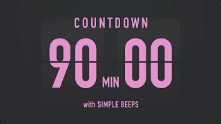 90 Minutes Countdown Flip Clock Timer  Simple Beeps 💕🖤 [upl. by Carlina938]