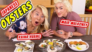 Raina Huang x Mair Mulroney REACTIONS Americans eat Cultured Japanese Oysters [upl. by Oneill22]