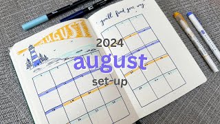 August 2024 Bullet Journal Setup 💡🏠 lighthouse theme plan with me [upl. by Sunday469]