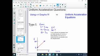 33 d t v t a t Graphs and Uniform Acceleration Questions Type 1 [upl. by Nyllek]